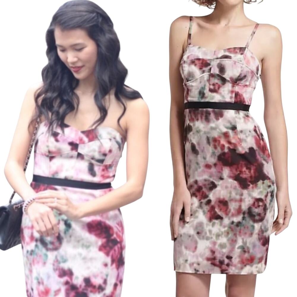 Anthropologie Moulinette Souers Bustier Cocktail Dress Watercolor Print Womens 6